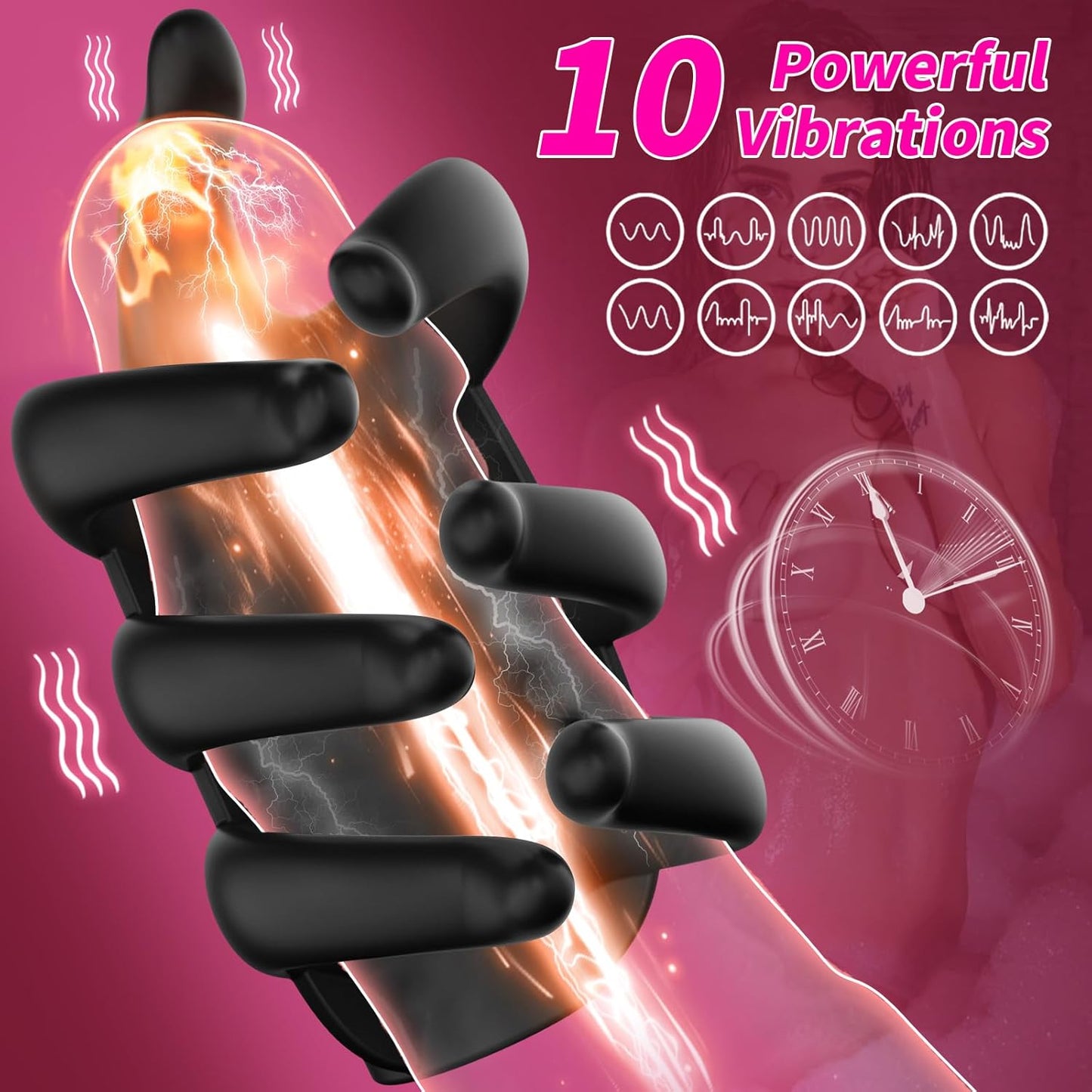 Finger-Like Penis Trainer Glans Vibrator Stimulator with 10 Vibrating Modes