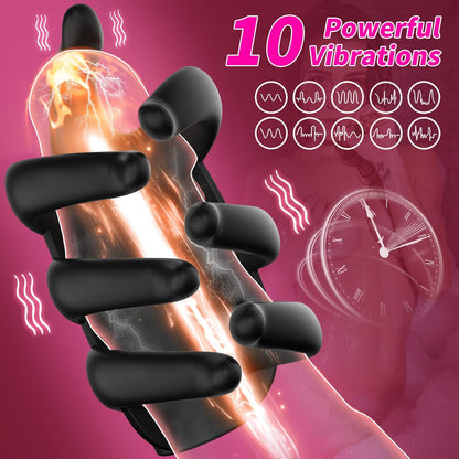 Finger-Like Penis Trainer Glans Vibrator Stimulator with 10 Vibrating Modes