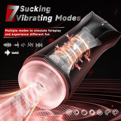 Deep Throat Automatic Masturbator Stroker Blowjob with 7 Sucking & Vibrating Modes