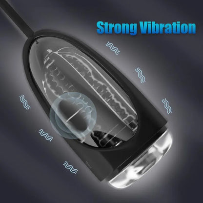 Black Piston Electric Masturbator Penis Trainer Vibrator with Strong Suction & Vibration Modes