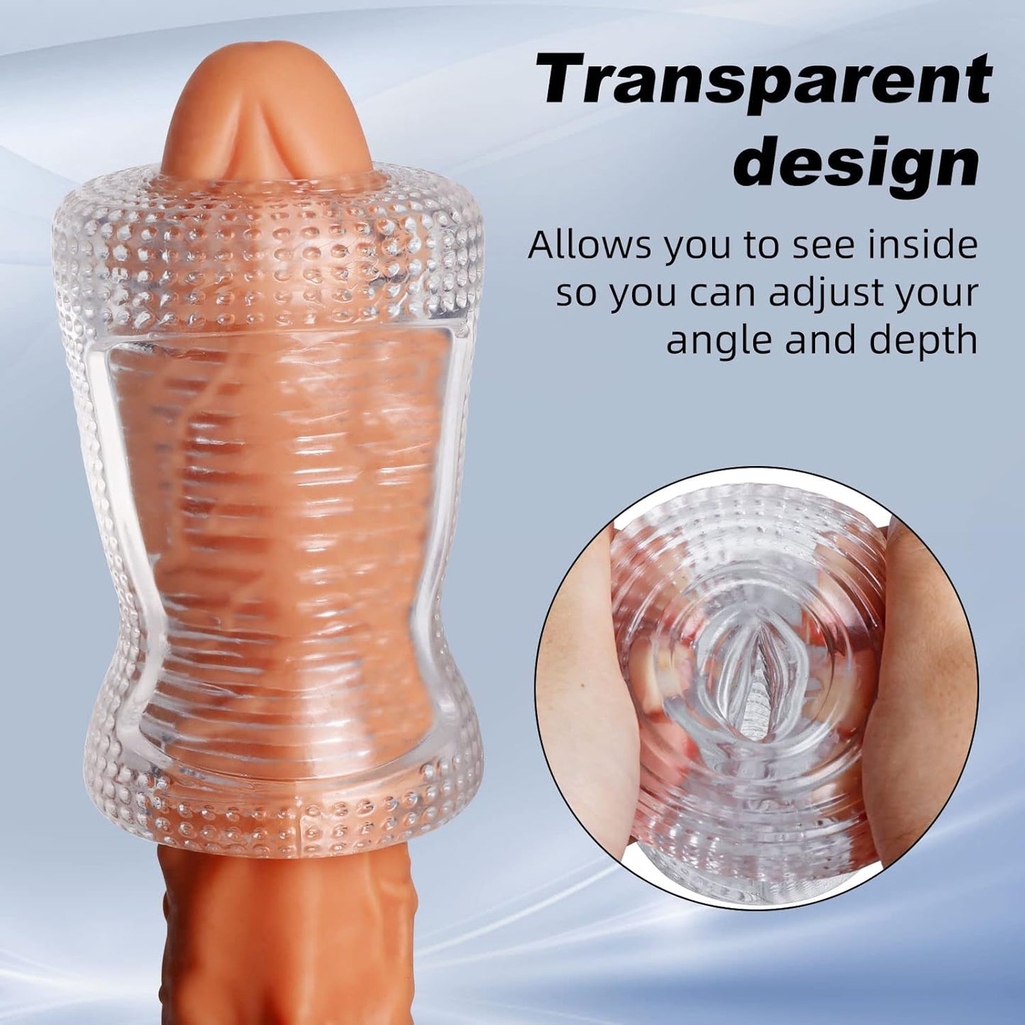 3D Transparent Pocket Pussy Portable Penis Trainer Male Masturbator