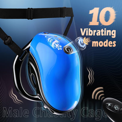 Chastity Cage BDSM Penis Trainer Vibrator Sleeve with 10 Vibration Modes