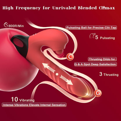 3 in 1 G Spot Vibrator Clitoral Stimulator with 3 Thrust 5 Pulsating 10 Vibrating Modes