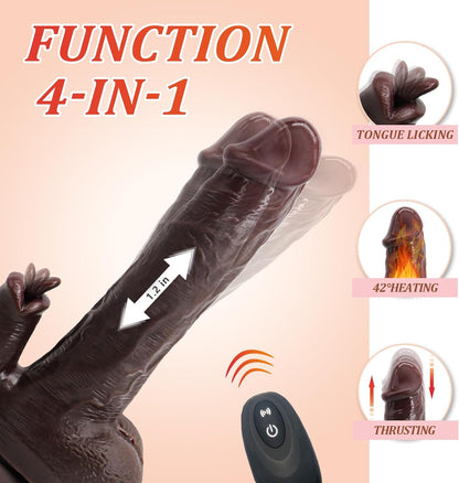 Realistic Vibrating Thrusting Dildo with 7 Thrusting & Rotation 10 Vibration & Licking Modes