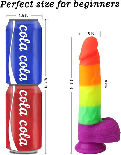 8.1 Inch Realistic Rainbow Dildo with Strong Suction Cap Base