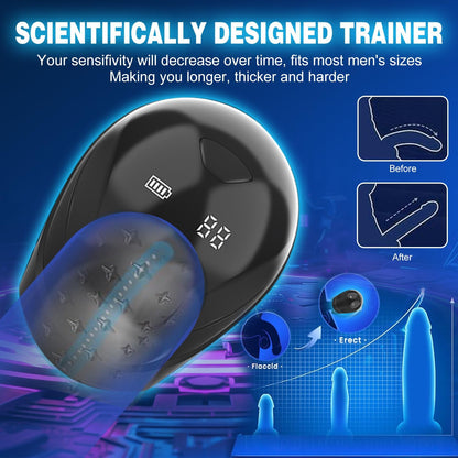 360° Wrapping Glans Blowjob Trainer Penis Vibrator Masturbator with 10 Vibrating Modes