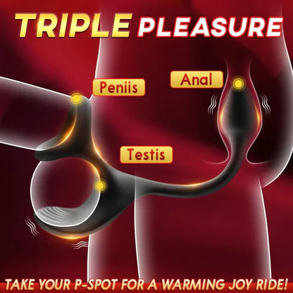 4 IN 1 Penis Vibrator Cock Ring Prostate Massagers Anal Toys with 9 Vibration Modes