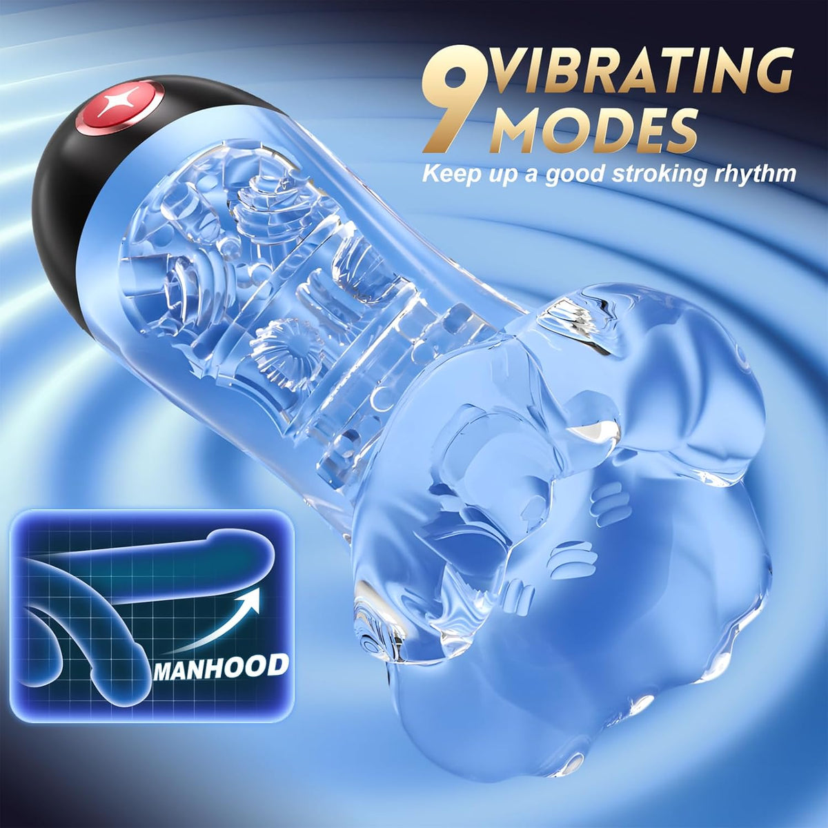360° Squeezable Penis Trainer Vibrator Stroker with 9 Training Modes & AI Sync APP