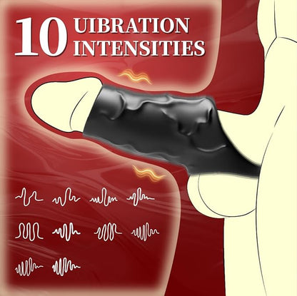 Vibrating Penis Sleeve Penis Ring with 10 Stimulation