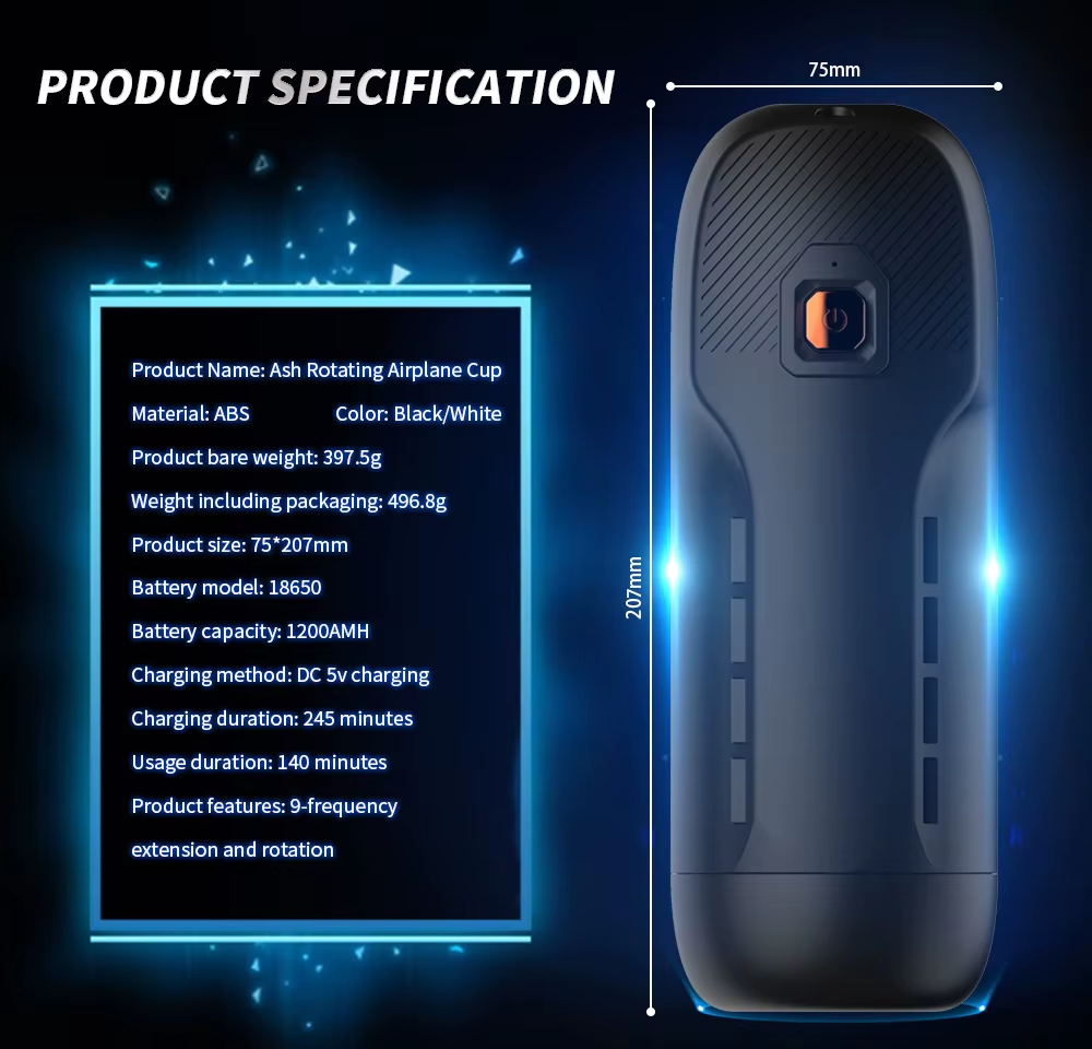 Automatic Masturbator Pocket Pussy Sex Machine with 9 Thrusting & 9 Rotating Modes