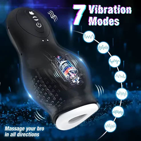 Electric Masturbator Penis Trainer Stroker Blowjob with 7 Vibration & 7 Suction Modes