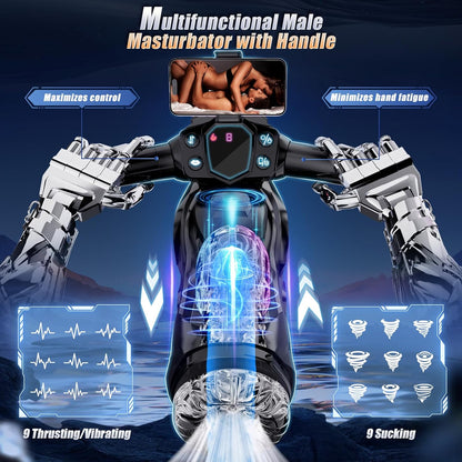 Automatic Masturbator Penis Pump Blowjob with 9 Thrusting/Sucking/Vibrating Heating