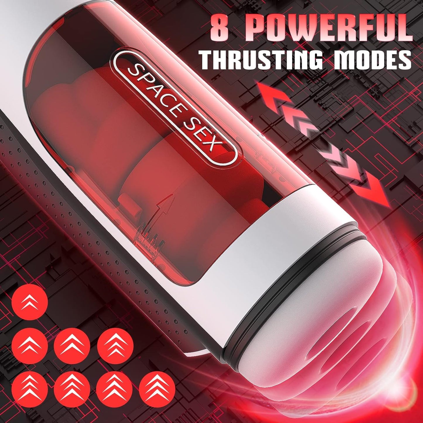 Masturbateur masculin automatique Stroker 3D avec écran LCD avec 10 vibrations et 8 poussées 