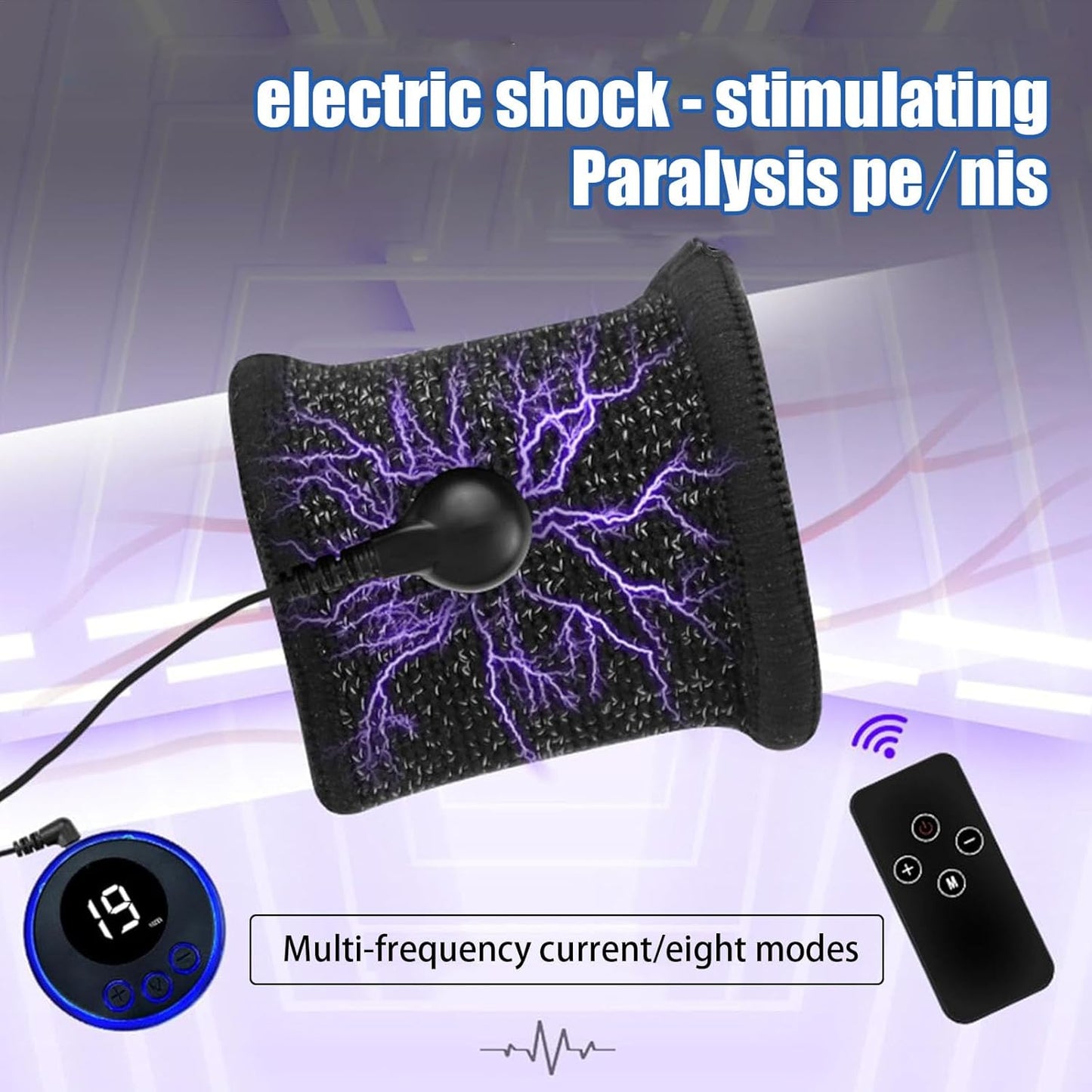 E-stim SM Cock Ring Stimulator Set with 19 Electric Shock Intensity & 8 Modes