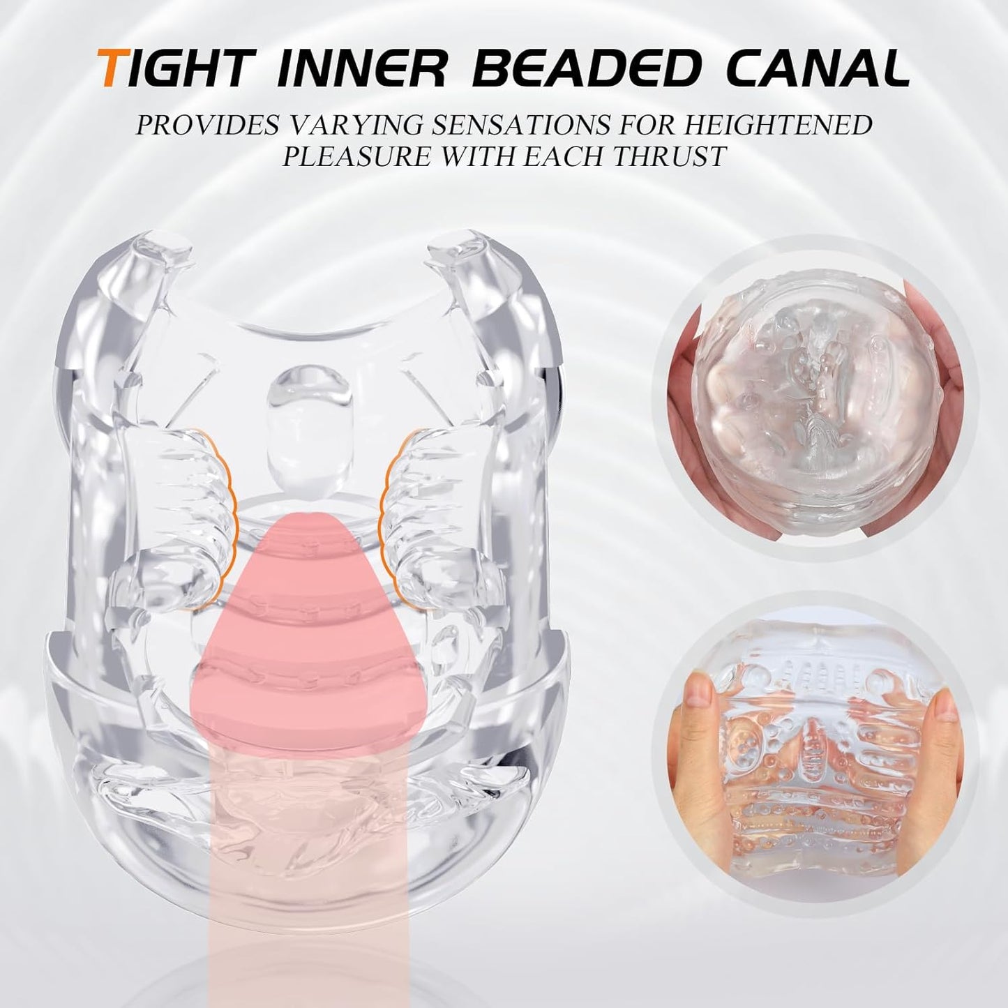 Open-Ended Dual Channel Penis Sleeve Oral Masturbator Pocket Pussy Stroker