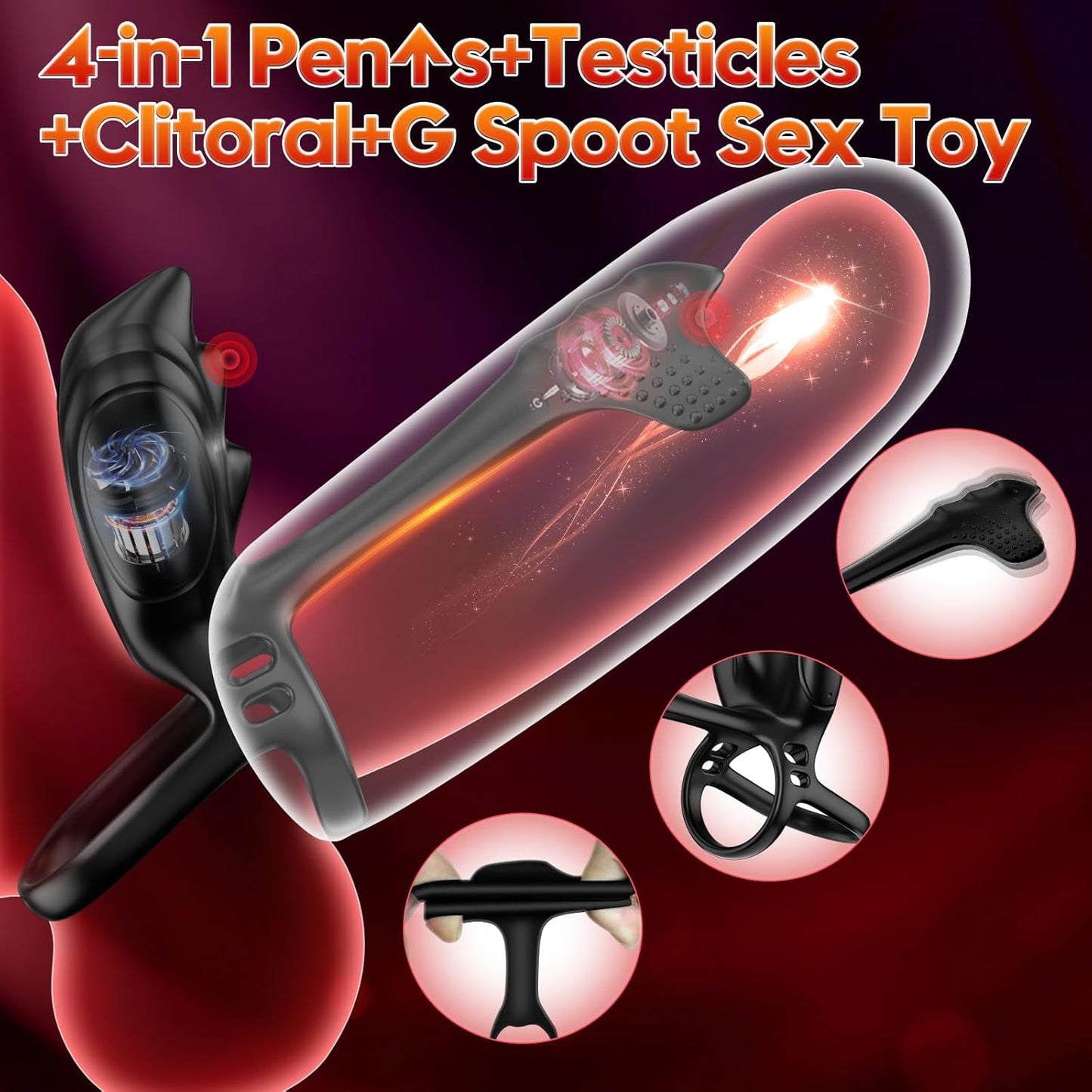 Cock Ring Penis Trainer Vibrator Stimulator with 10 Vibrations Modes