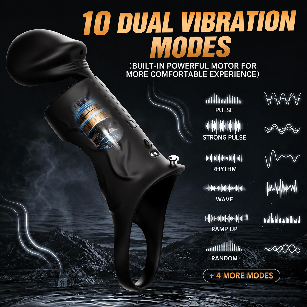 2 IN 1 Penis Ring Glans Trainer Vibrator Penis Sleeve Masturbator with 10 Vibration Modes