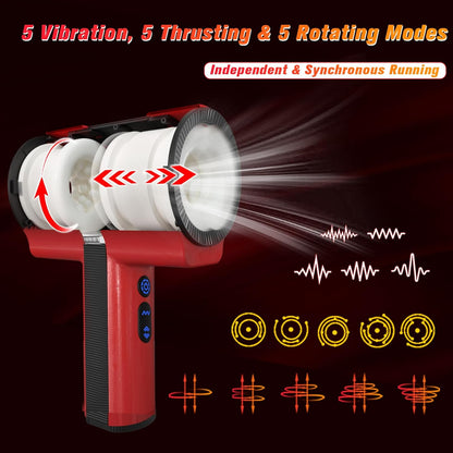 360° Wrapping Automatic Masturbator Blowjob with 5 Thrusting & Rotating & Vibrating