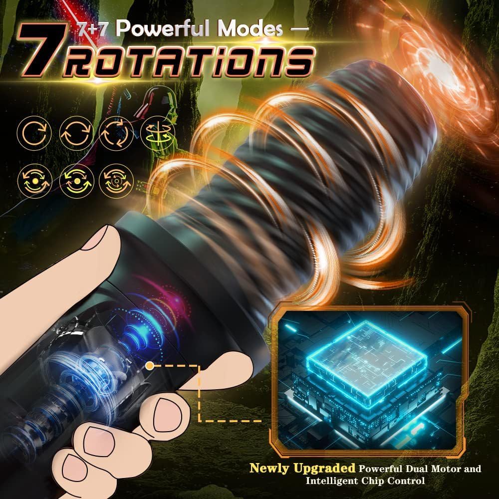 360° Warpped Automatic Masturbator Penis Trainer with 7 Rotating & 7 Vibrating Modes