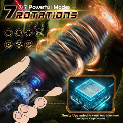 360° Warpped Automatic Masturbator Penis Trainer with 7 Rotating & 7 Vibrating Modes