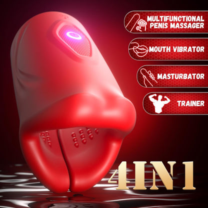 2 IN 1 electric Penis Trainer Stroker Blowjob Masturbator with 9 Vibration Modes