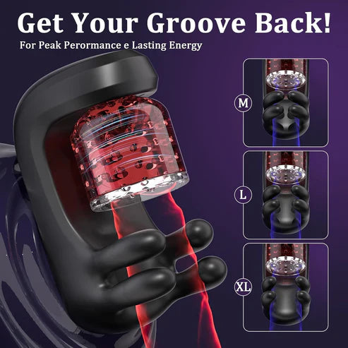 3 IN 1 Penis Trainer Glans Vibrator Stroker Blowjob with 9 Rotation and Vibration Modes
