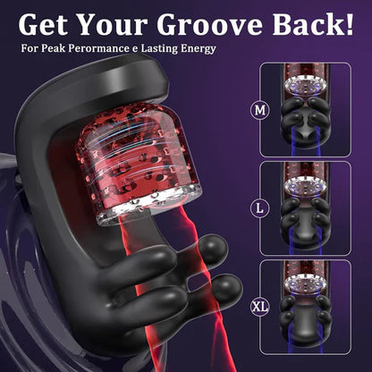 3 IN 1 Penis Trainer Glans Vibrator Stroker Blowjob with 9 Rotation and Vibration Modes