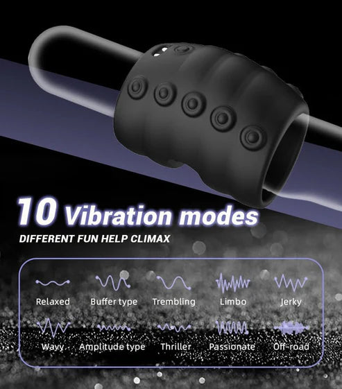 60° Soft Beads Penis Trainer Vibrator Cock Ring with 10 Vibration Modes