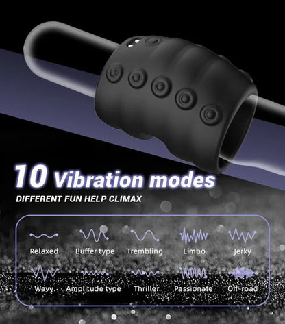 60° Soft Beads Penis Trainer Vibrator Cock Ring with 10 Vibration Modes