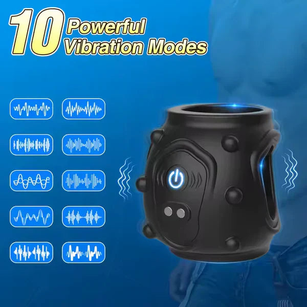 360° All-round Penis Trainer Cock Ring Glans Massage with 10 Vibration Modes