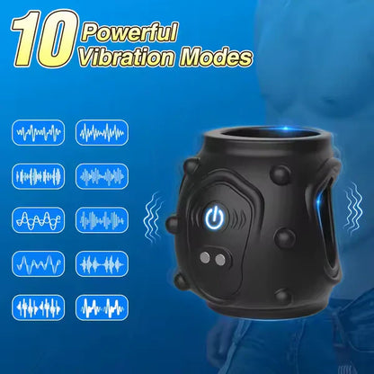 360° All-round Penis Trainer Cock Ring Glans Massage with 10 Vibration Modes