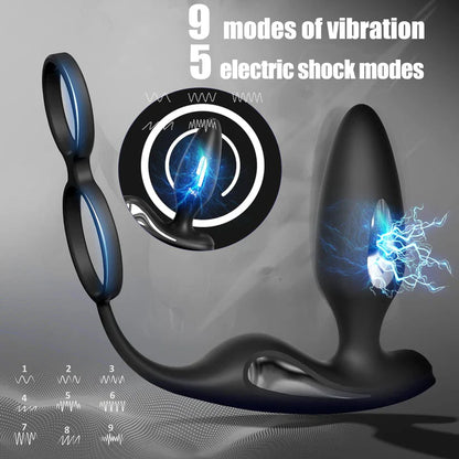 E-stim Anal Butt Vibrator Prostate Massager with 9 Vibration & 5 Elektro Shock Modes