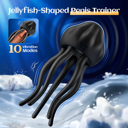 Jellyfish-shaped 10 Powerful Vibration Modes Penis Trainer Masturbator