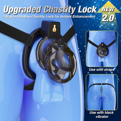 App-controlled Chastity Cage Strap Penis Trainer Sleeve with 6 Sizes Rings