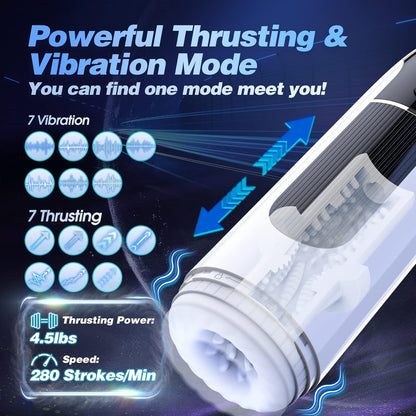 Dual Motors Automatic Male Masturbator Cup Stroker with 7 Thrusting & Vibration Modes