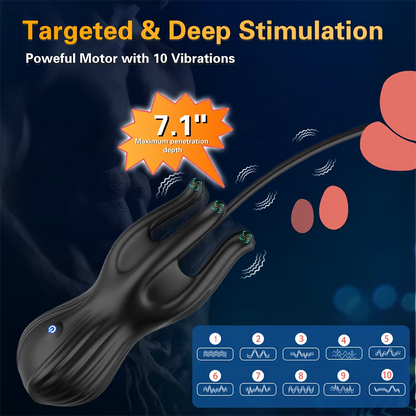 Glans Trainer Penis Massager Urethral Plug Stimulator with 10 Vibration Modes