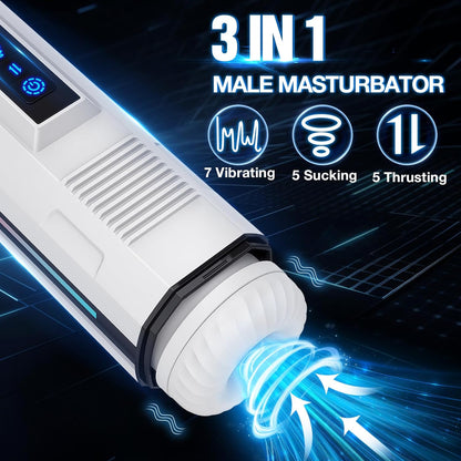 Automatic Masturbator Blowjob Machine with 7 Vibrating & 5 Sucking & Thrusting Modes