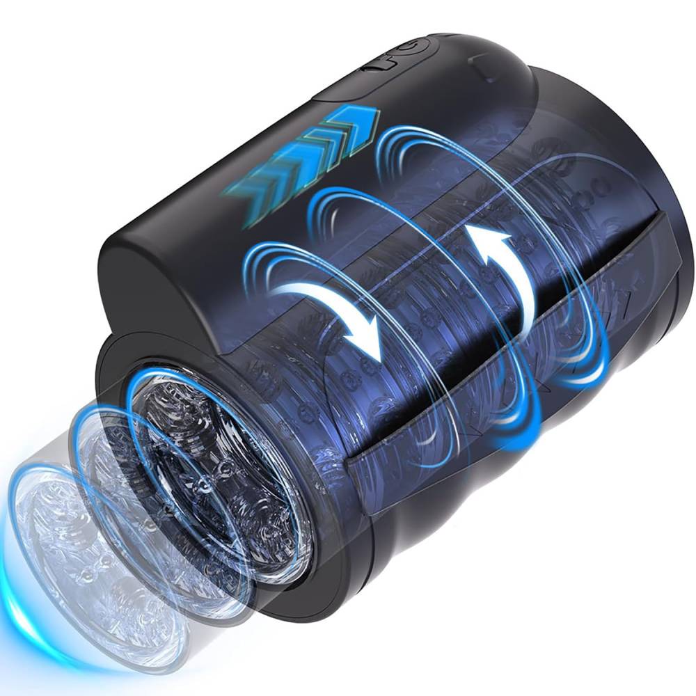 Electric Penis Trainer Glans Stimulator Masturbator with 7 Telescopic & Rotation Modes