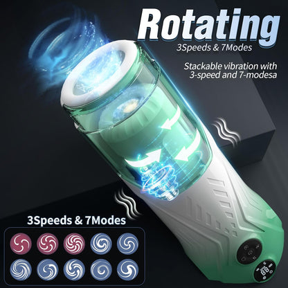LCD Display Automatic Masturbator Stroker Blowjob with 7 Thrusting & 7 Rotation Modes