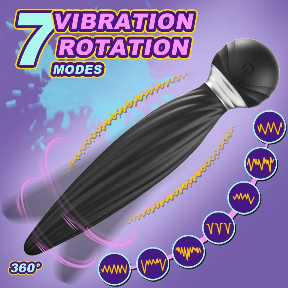 Spiral Prostate Massager Anal Butt Plug with 7 Vibrating & 7 Head Rotating Modes