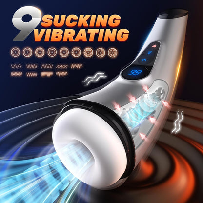 LCD Display Automatic Masturbator Blowjob with 9 Sucking & 9 Vibrating
