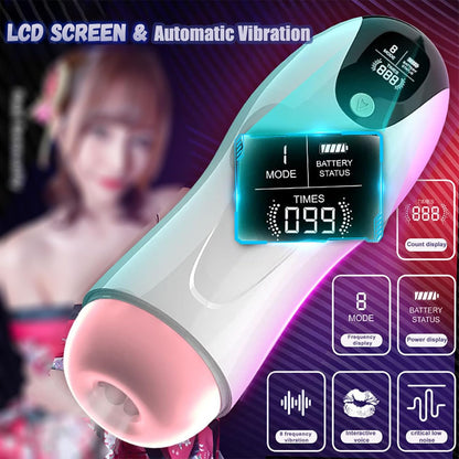 Automatic Masturbator Cup Pocket Pussy with 8 Powerful Vibration Modes