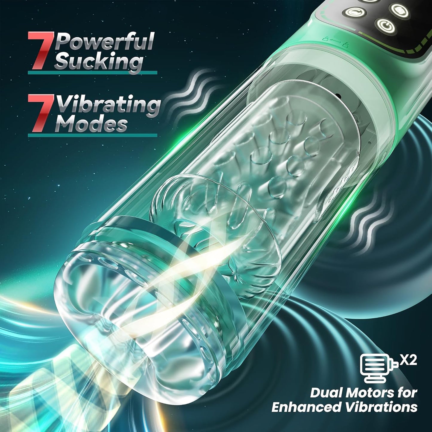 Automatic Masturbator Penis Pump with 3 Pump & 7 Thrusting Rotating Vibrating Sucking Modes