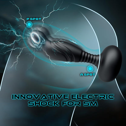Electric Shock Anal Butt Plug Vibrator with 3 Electric Shock & 10 Wriggling Rotating Vibrating Modes