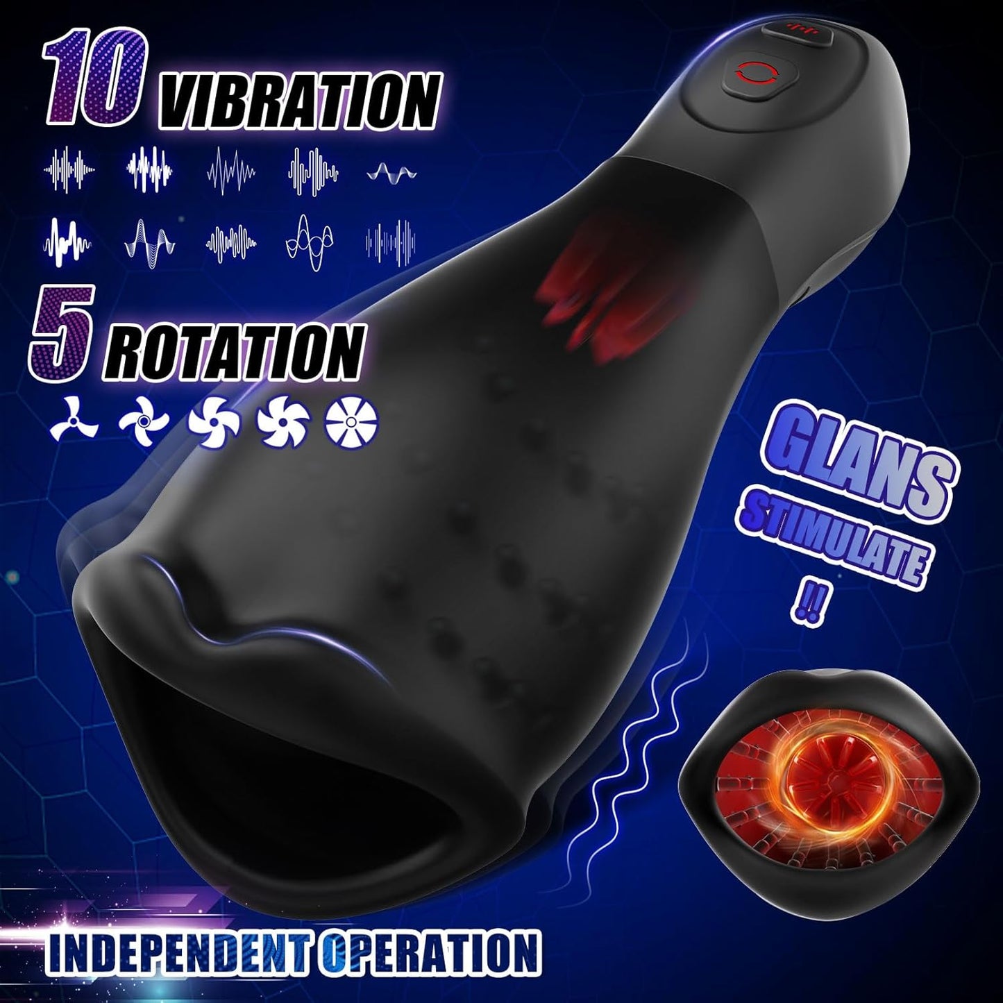 Automatic Masturbator Penis Trainer Vibrator with 10 Vibration & 5 Rotating Patterns