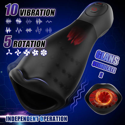 Automatic Masturbator Penis Trainer Vibrator with 10 Vibration & 5 Rotating Patterns