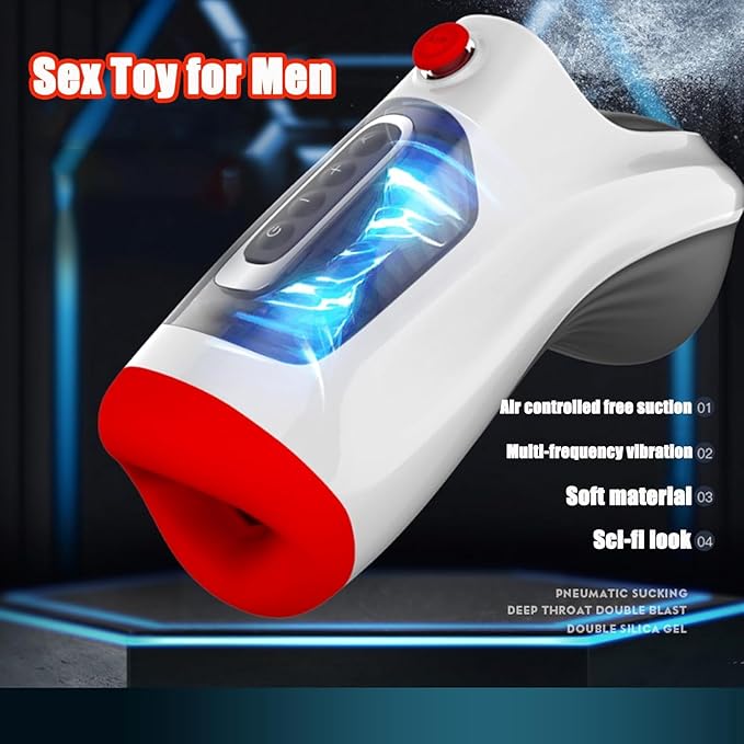 Air Blast Automatic Masturbator Penis Trainer Blowjob with 3 Suction & 7 Vibration Modes
