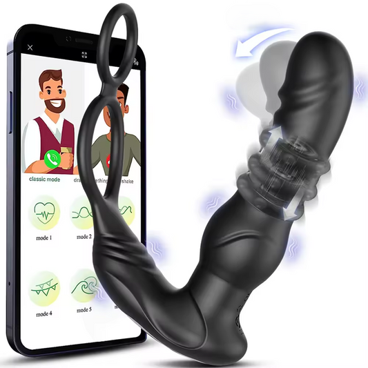 3 IN 1 Anal Vibrator Prostate Massage Stimulator with 10 Wiggle & 10 Vibration Modes