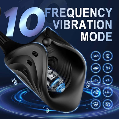 3 in 1 Glans Stimulator Cock Ring Penis Trainer Masturbator with 10 Vibration Modes