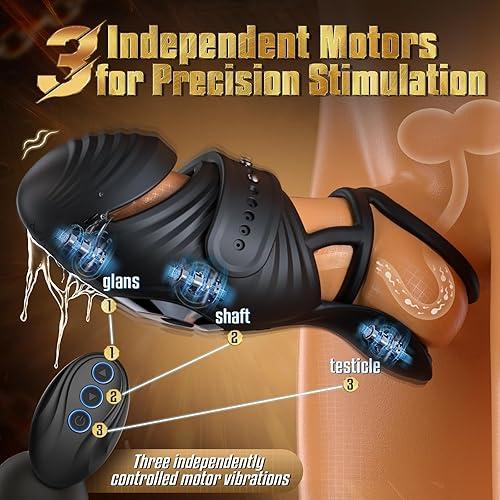 4 IN 1 Adjustable Penis Trainer Testicle Vibrator Cock Ring with 10 Modes